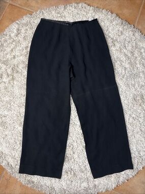 TAHARI Womens Size 12 Black Flat Front Side Zip Dress Pants Triacetate Polyester